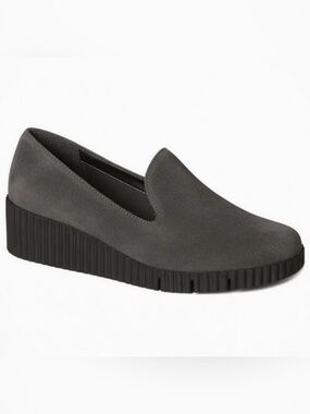 The Flexx Fast Times Slip-On Wedge Loafer - Gray Suede sz 8